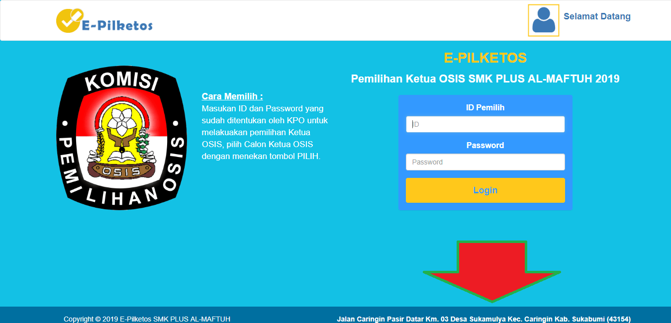 Ganti Nama dan alamat sekolah Aplikasi Pilketos